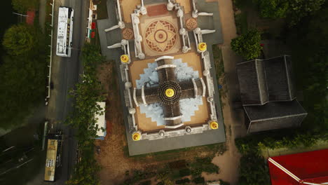 aerial view of a thai temple complex