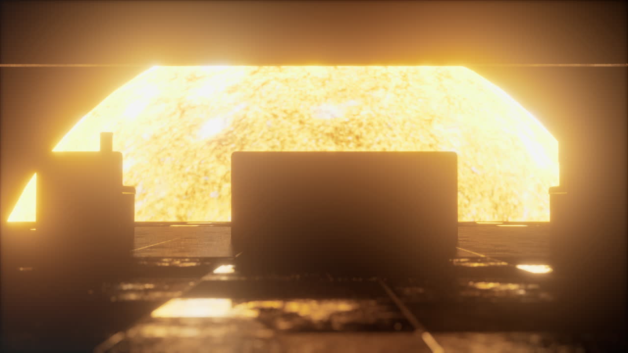 큰 태양 별 근처의 우주선의 내부