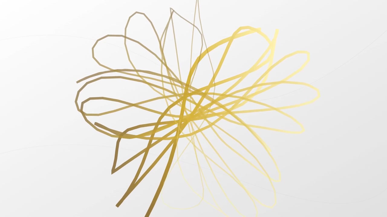 Abstract Golden Geometric Lines Rotating on White Background