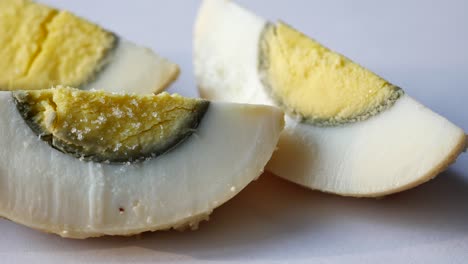 half boiled egg on white background ,