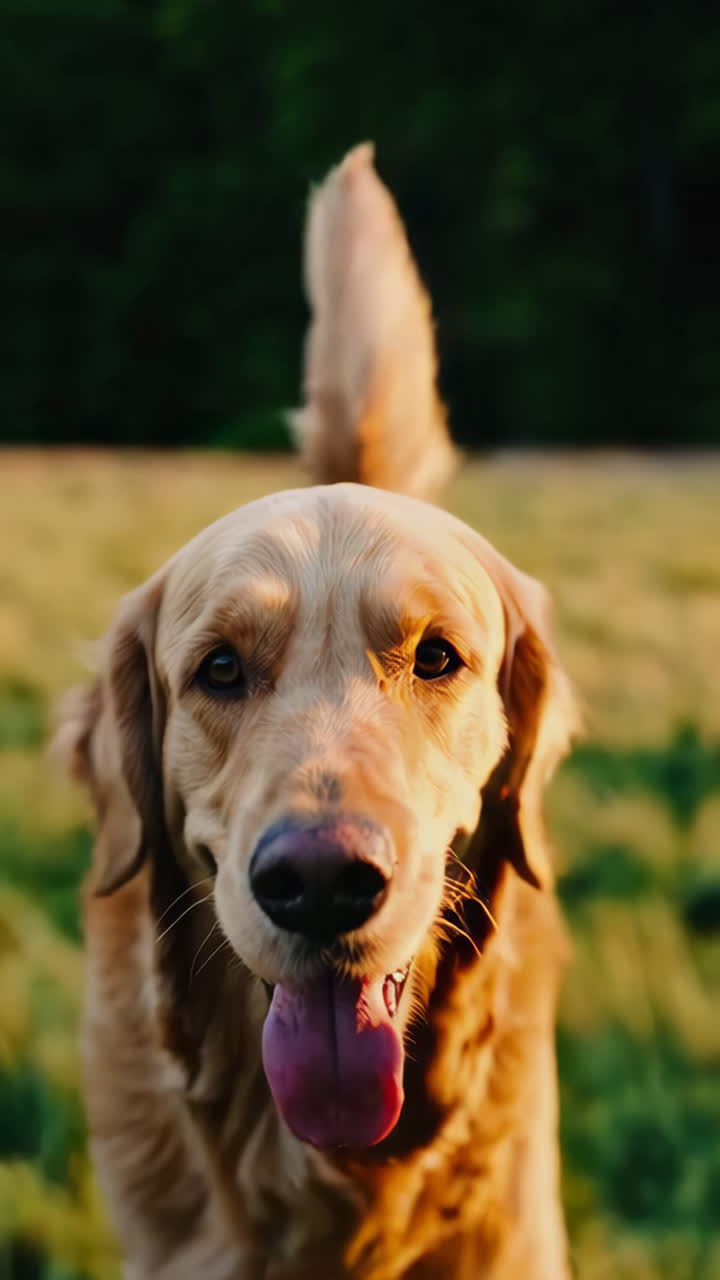 Golden Retriever Running in a Field