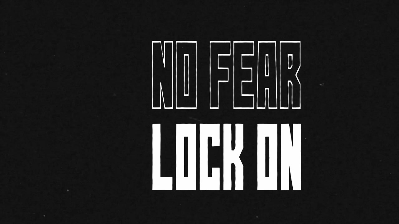 Glitch Style Text Animation with No Fear Lock On Slogan