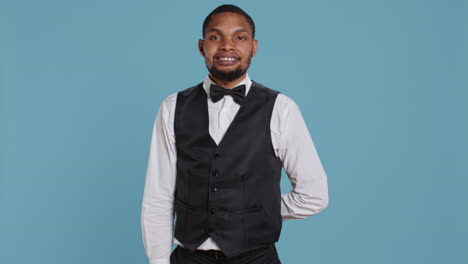 bellboy hotel porter welcoming guests at the five star lodging resort