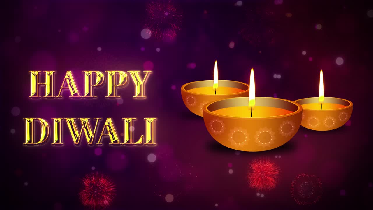 Happy diwali festival of lights burning diya lamps diwali celebration 4k background happy diwali