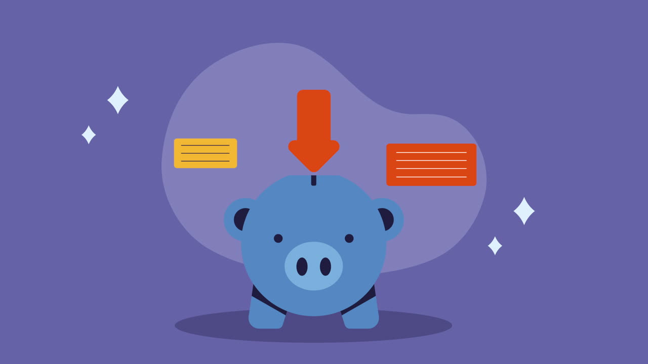 piggy risparmio denaro animazione finanziaria