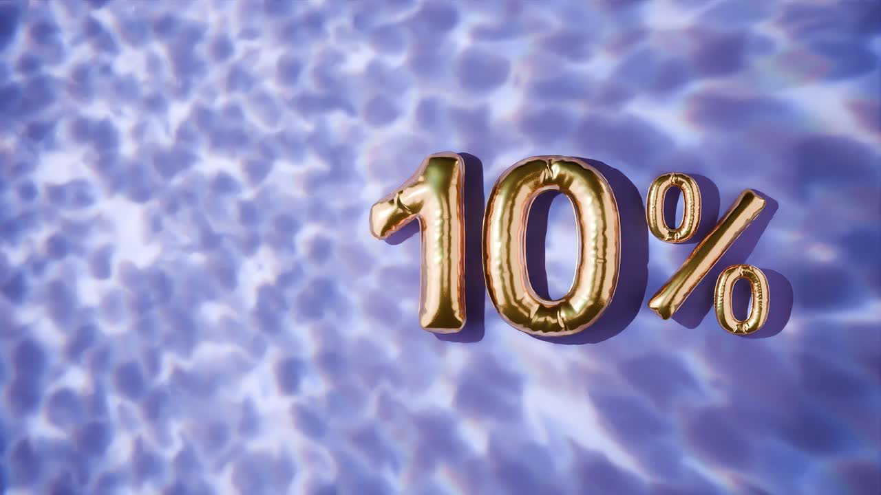 황금 10%는 보라색 배경에 물 위에 떠있는 물결입니다.