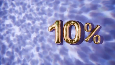 goldene 10% schwimmen über wasserwellen auf lila hintergrund