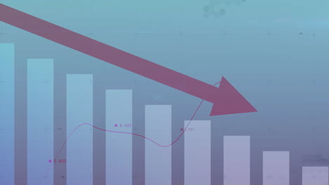 Animation-of-financial-data-processing-on-blue-background