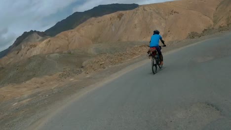 cruising on a bicycle at leh ladakh himalayas ghats pov