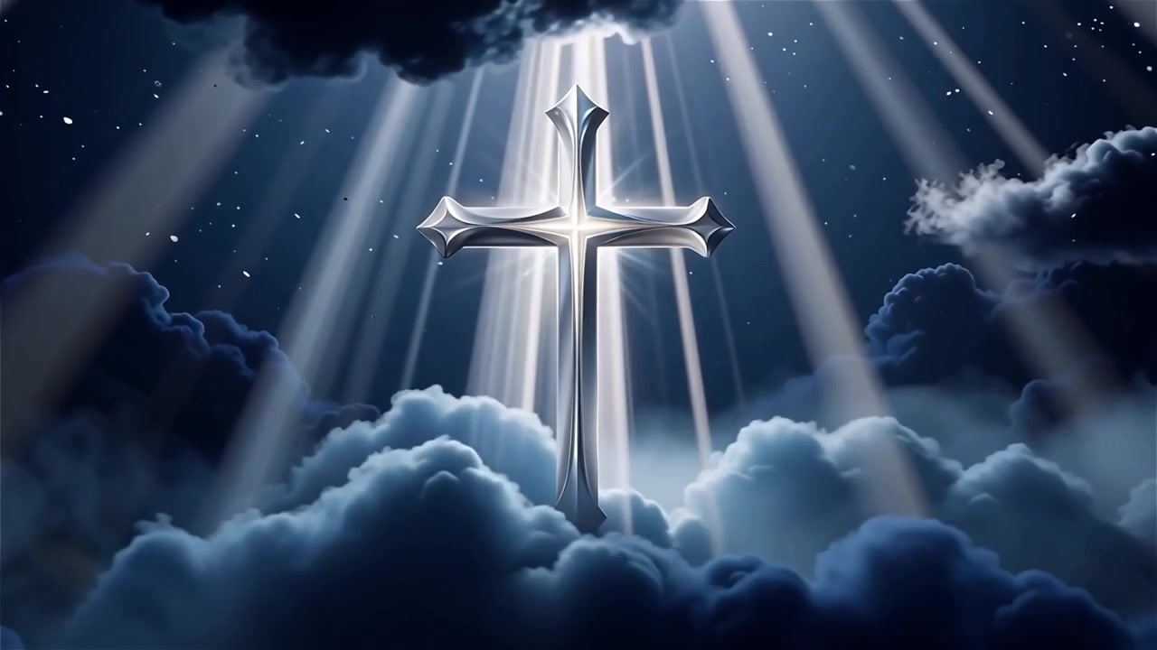 Christian Cross Heavenly Light Worship Background