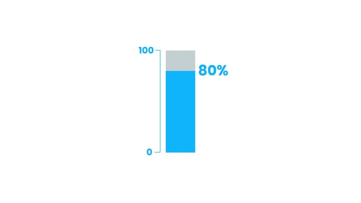 80% Bar Chart, Engage Your Audience with Dynamic Data animation Isolated on white background