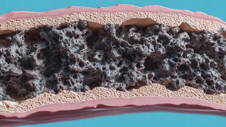 Detailed Visualization of a Biological Structure: Exploring the Intricate Composition and Texture of Tissue Layers Highlighting Cellular Features under Microscopic Examination