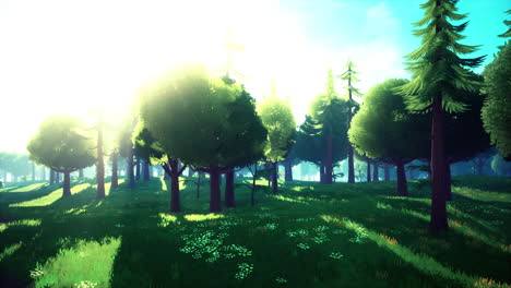 hermoso bosque iluminado por el sol