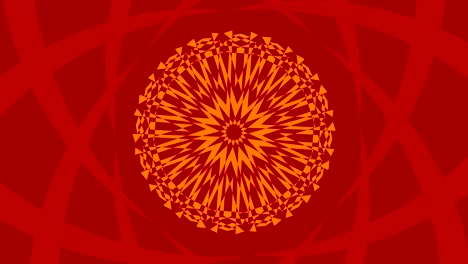 objeto gráfico que gira en el centro, aumentando y luego reduciendo el tamaño dentro de un marco gráfico, mientras que el fondo cambia rápidamente de color creando un efecto psicodélico, en formato de video 16: 9