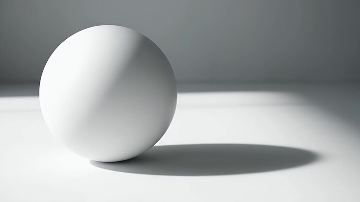 White Sphere Casting a Shadow on a Minimalist Surface