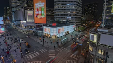 toronto, canada, timelapse - dundas square intersection at night