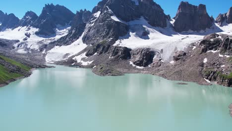 natural glacier water lake with no outflow at high altitude