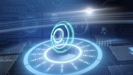 animation of scopes scanning and data processing over digital screens