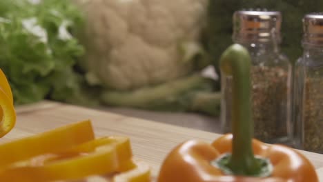 preparing sliced bell peppers