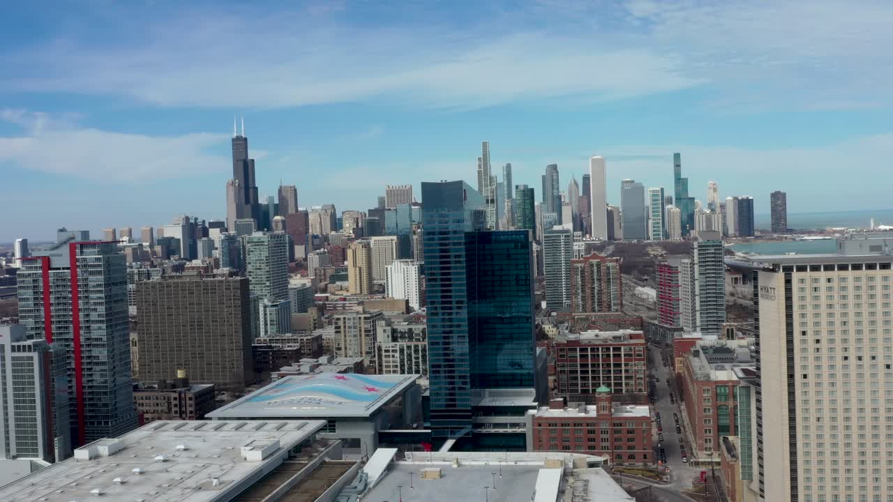 volando hacia el centro de chicago desde el bucle sur