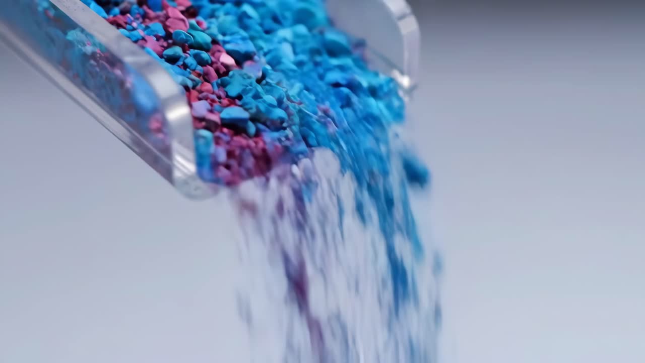 Blue and Red Powder Falling