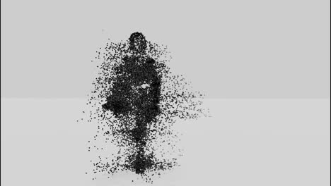 a silhouette of a person disintegrating into particles