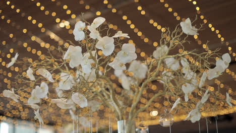 flower arrangement at wedding reception