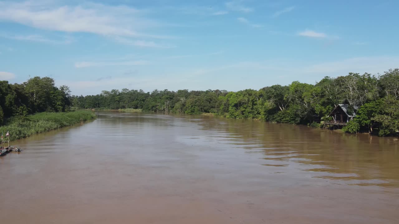 avión volando sobre el río kinabatangan marrón