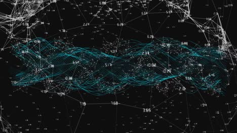 Animation-of-data-processing-and-shapes-on-black-background