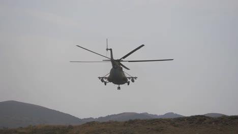 helicopter takeoff from the ground.