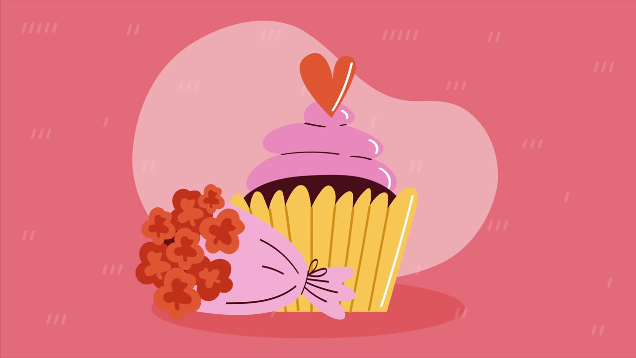 amore nel cuore in animazione cupcake