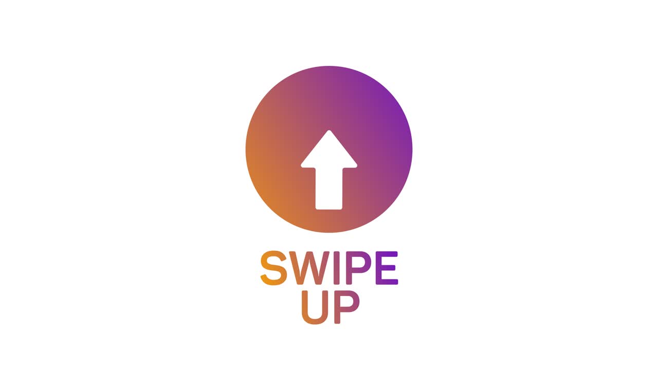 Swipe up, arrow up buttons colorful gradient. Alpha channel without background. Swipe up animation footage.
