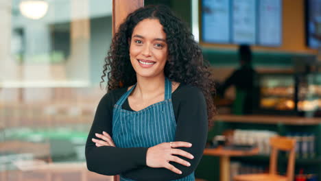 Mujer-Feliz,-Cafetería-Y-Propietaria-De-Una-Pequeña-Empresa.