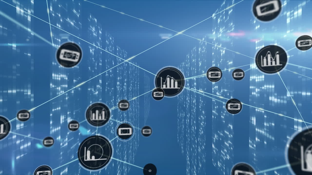 animación de la red de conexiones a través de la sala de servidores