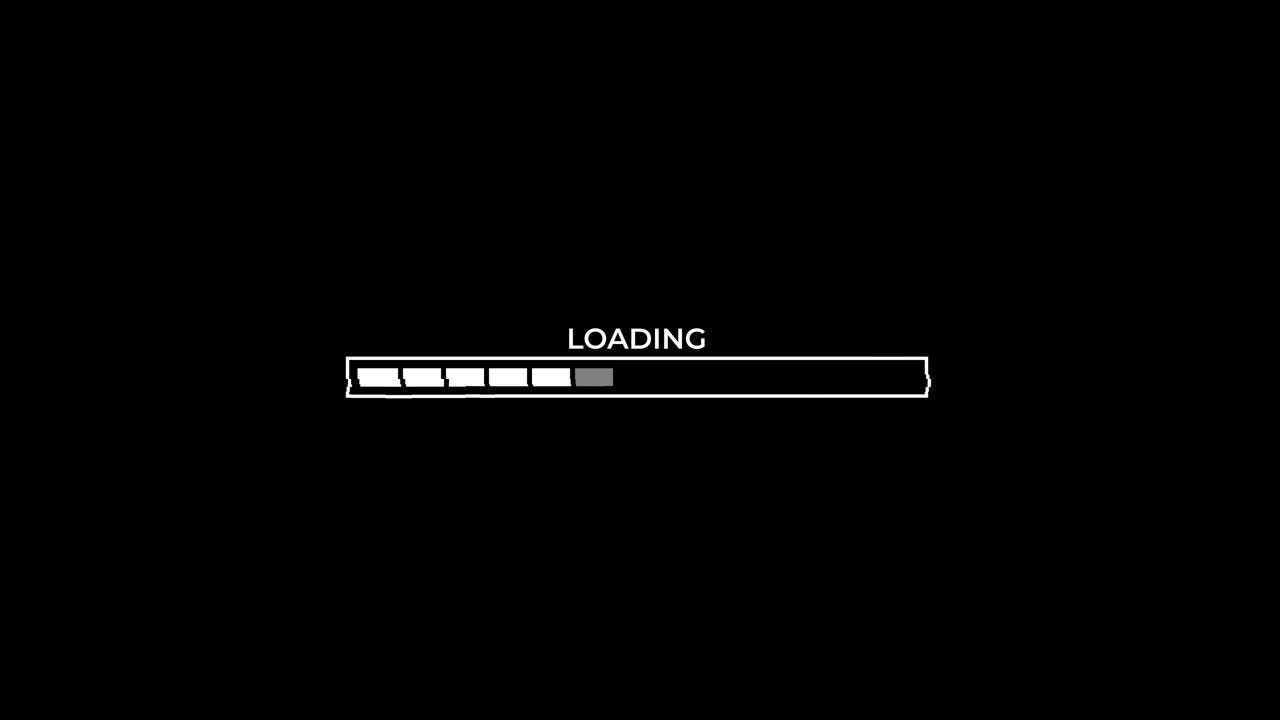 Digital Loading Progress Bar Animation on Black Background