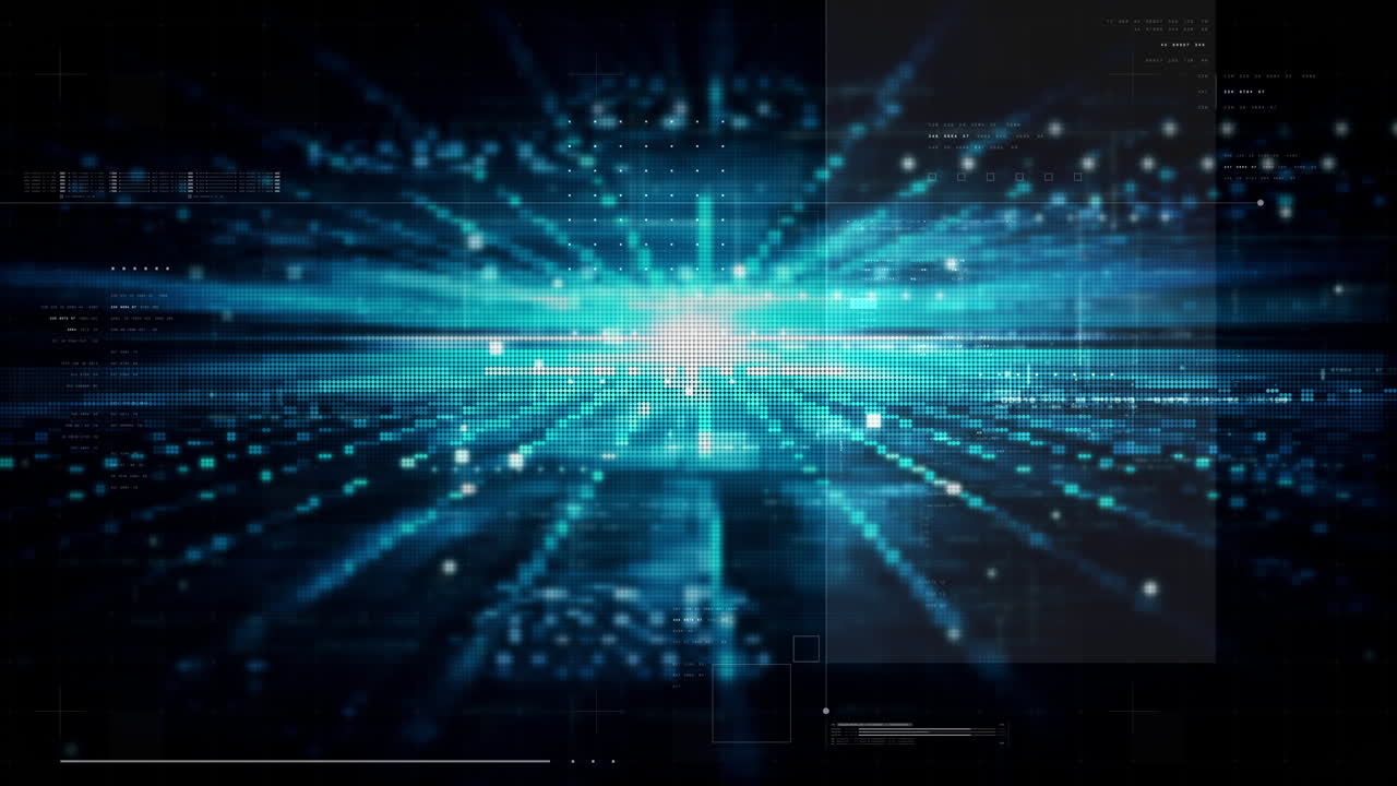 Futuristic screen display matrix, hi-tech digital data telemetry with encrypted numbers, display dynamic background for computer desktop screen display format