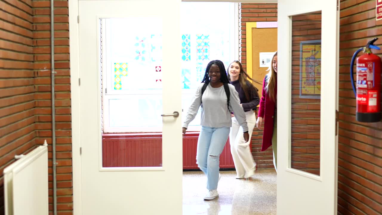 Group of Students in a School Hallway