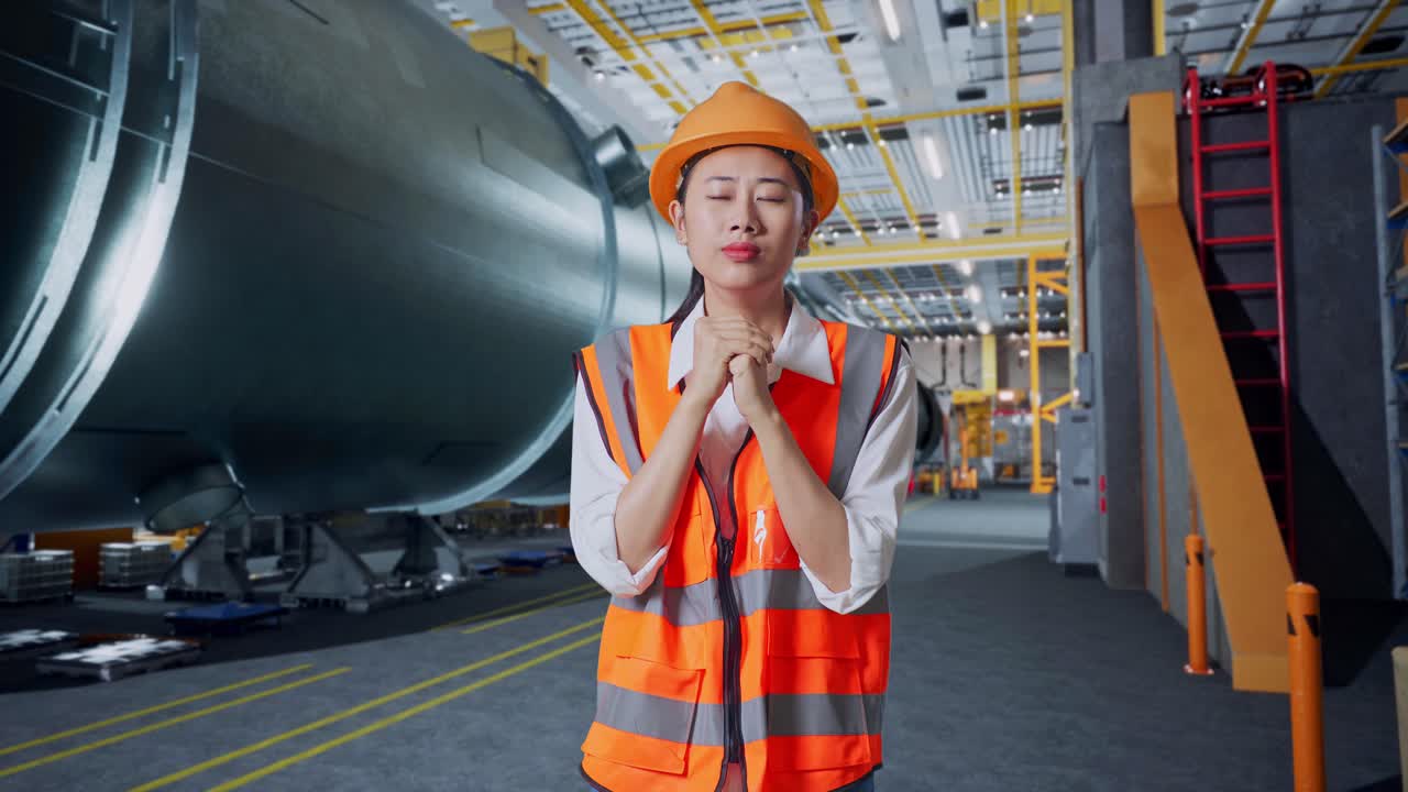 공장에서 걱정하는 엔지니어