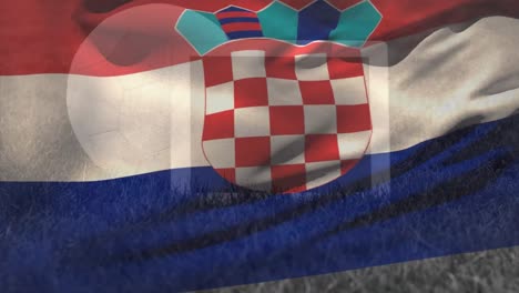 Animación-De-La-Bandera-De-Croacia-Sobre-El-Fútbol-En-El-Estadio.