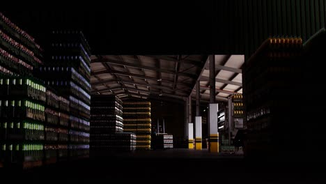 view of stacked bottles in warehouse