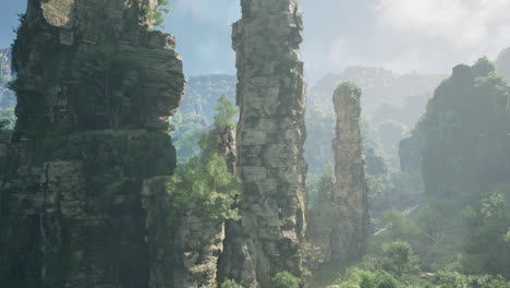 tall cliffs in a green valley