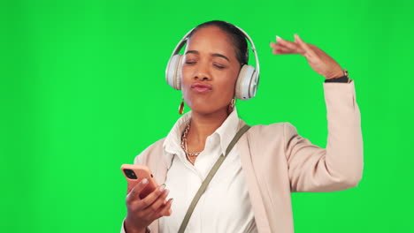 Green-screen,-woman-and-dance-with-music