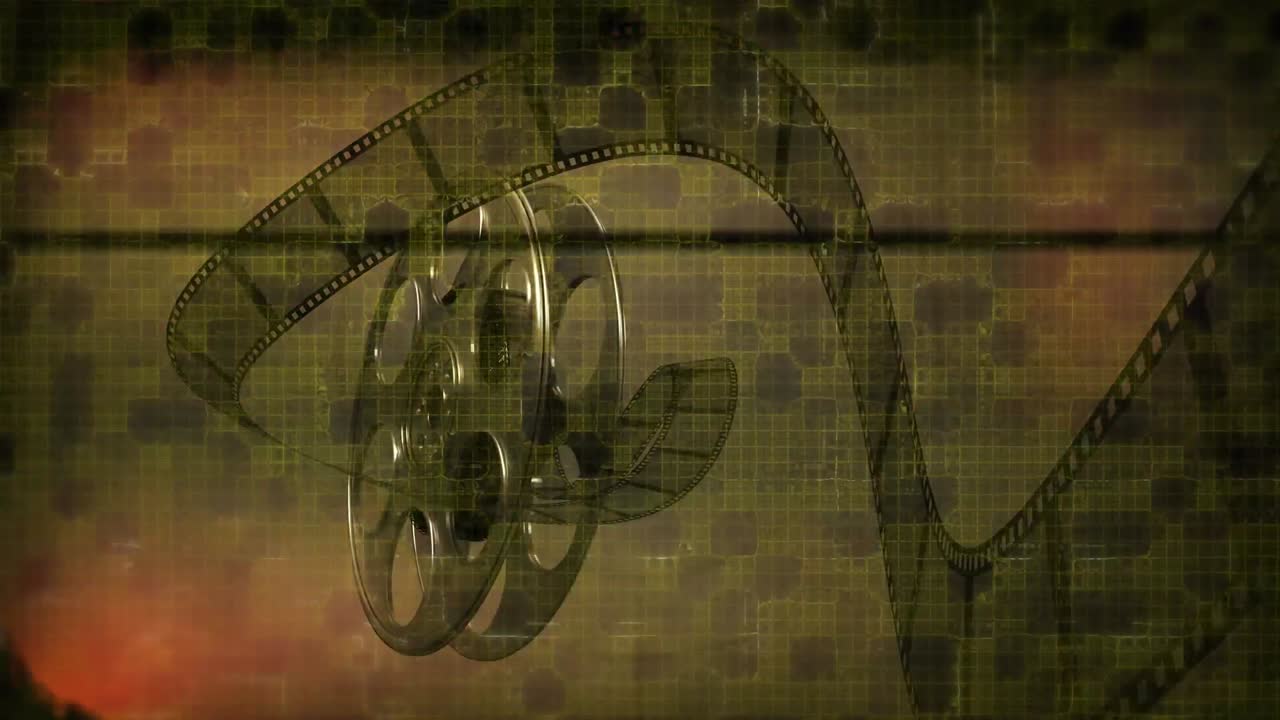 오렌지색 배경 에 있는 테이프 릴 의 애니메이션