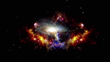 Una-Galaxia-Rodeada-Por-Una-Nube-De-Nebulosas-Que-Se-Desarrolla-En-El-Universo