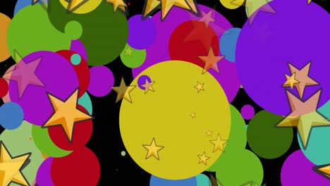 Animation-Von-Punkten-Und-Sternen-Auf-Schwarzem-Hintergrund
