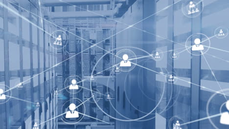 animation of network of connections and data processing over computer servers