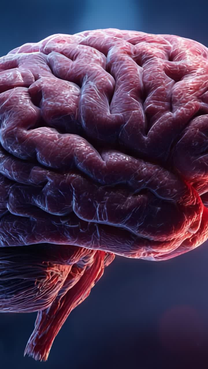 Detailed Examination of the Human Brain: A Close-Up Perspective Capturing the Intricate Structures, Veins, and Textures of Neural Tissue in Stunning Clarity
