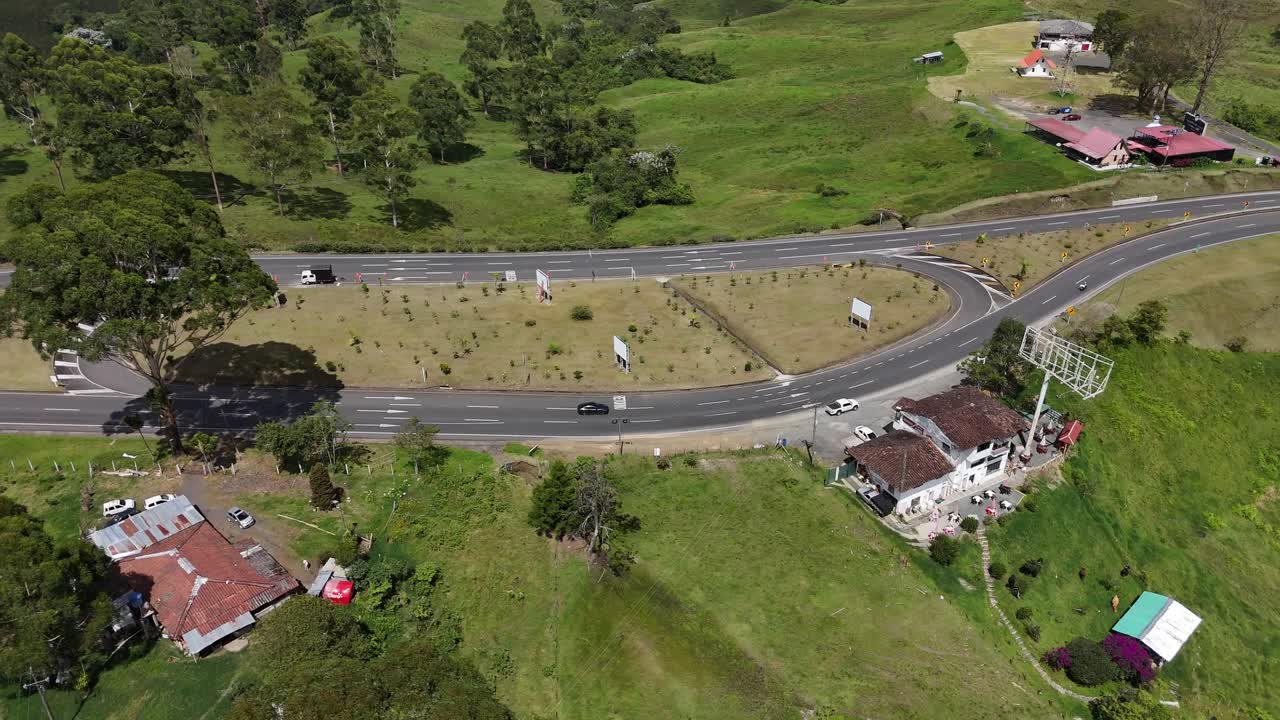 Highway crossing in a countryside area surrounded by nature