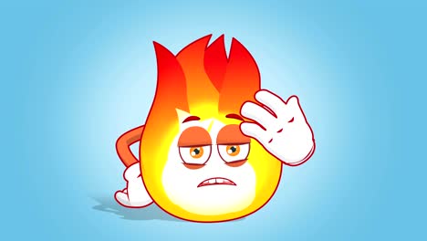 cartoon fire flame upset facepalm with face animation alpha matte