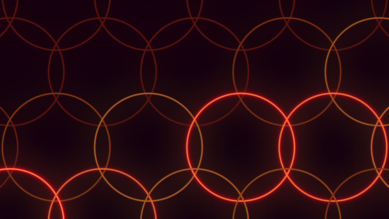 Pulse neon red circles pattern in rows on black gradient